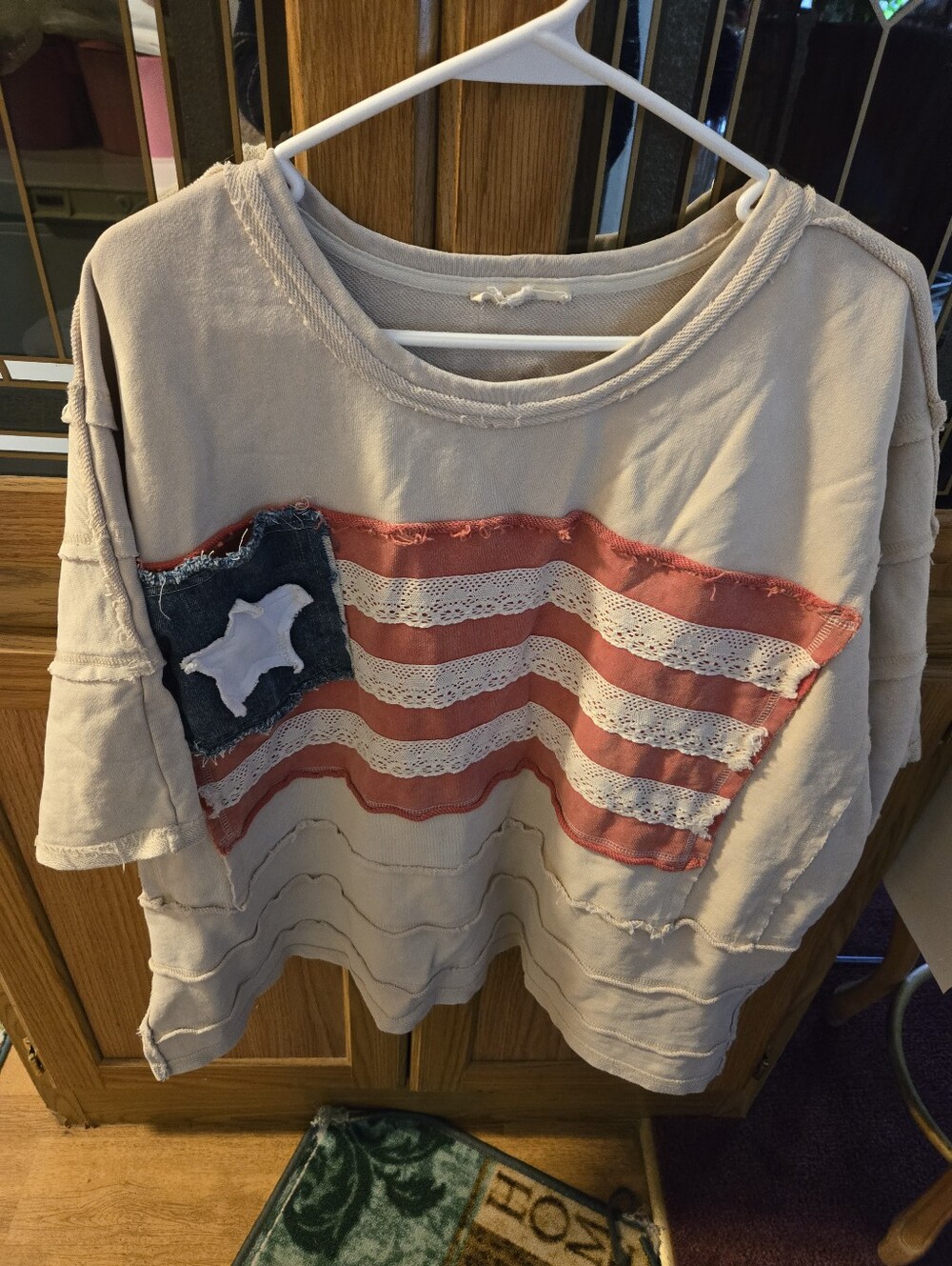 Womens Pol Patriotic Flag Top
